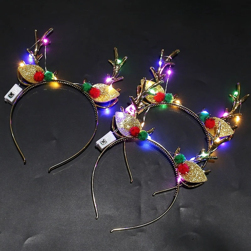 Reindeer Antlers Headband - 20pcs Light Up Christmas Headband LED