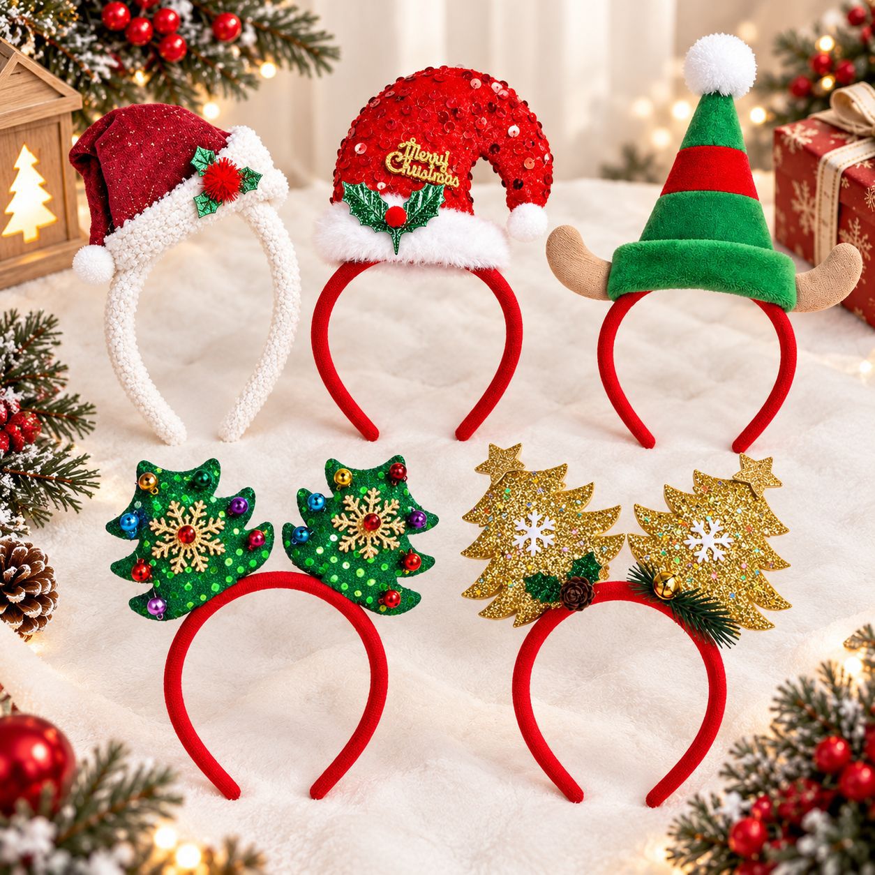 Christmas Headband Santa Hat P - Reindeer Antlers Headband recension och pris