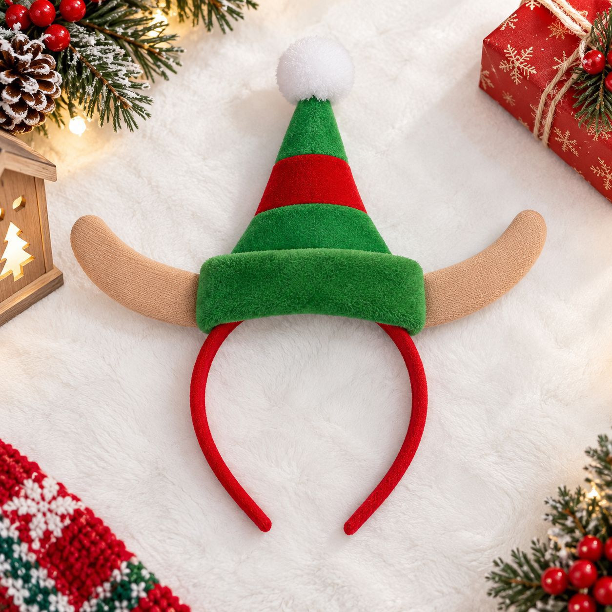 Christmas Headband Santa Hat P - Reindeer Antlers Headband recension och pris