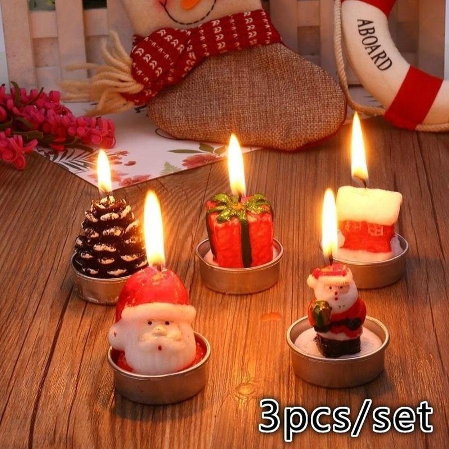 3Pcs Christmas Decorative Cand - Holiday Candle Set recension och pris