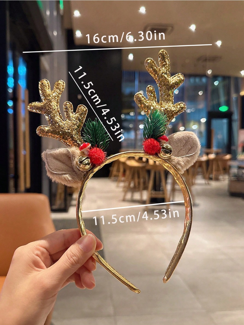 1pc Gold Sequin Mushroom Chris - Reindeer Antlers Headband recension och pris