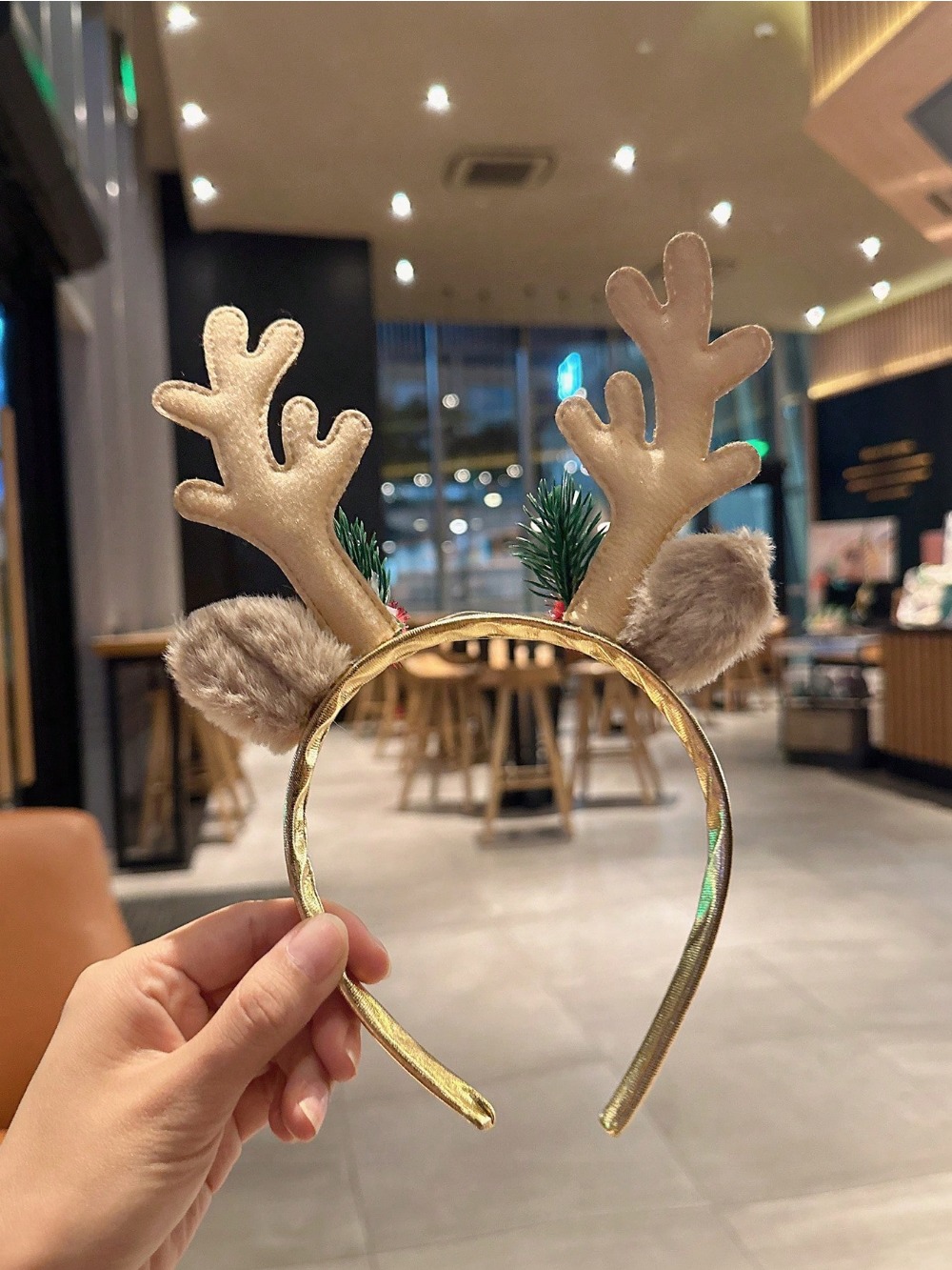 1pc Gold Sequin Mushroom Chris - Reindeer Antlers Headband recension och pris